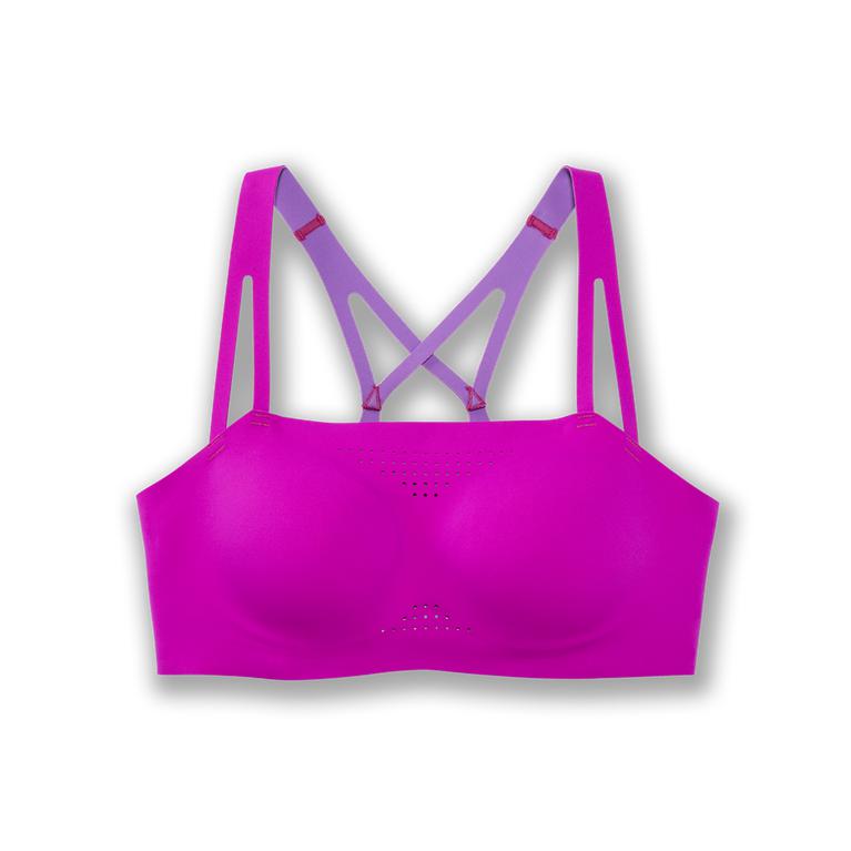 Brooks Dare Crisscross - Womens Running Bra - Magenta/Heliotrope (64315GNFJ)